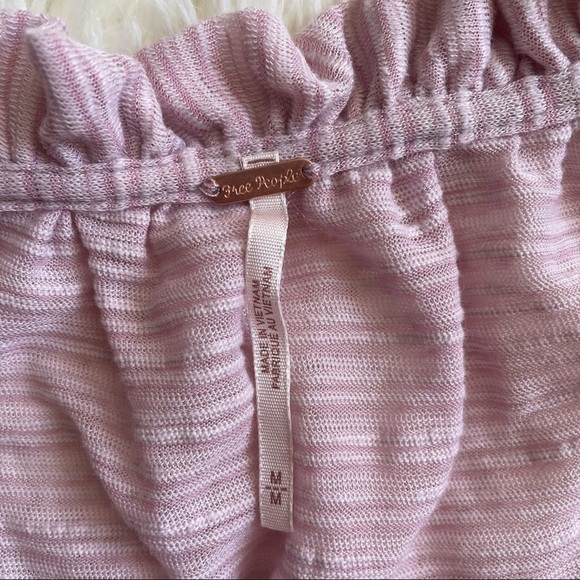 Free People Blouse Striped Top Cropped Pink M - Picture 7 of 13